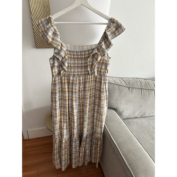 Madewell Ruffle-Sleeve Plaid Tiered Midi Dress in Plaid 14 Preppy Cottagecore - Picture 4 of 8